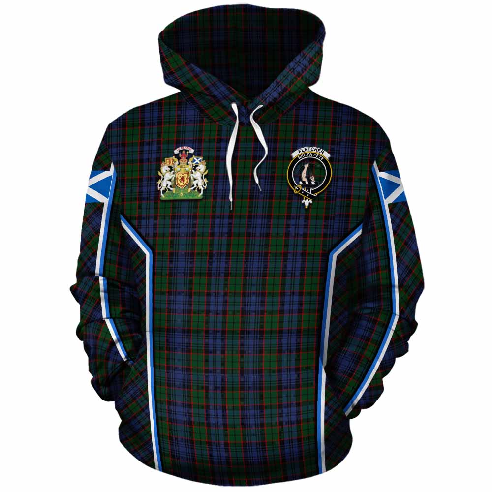 Fletcher Tartan Crest Cotton Hoodie Scotland Coat of Arm Flag Style - Tartan Vibes Clothing