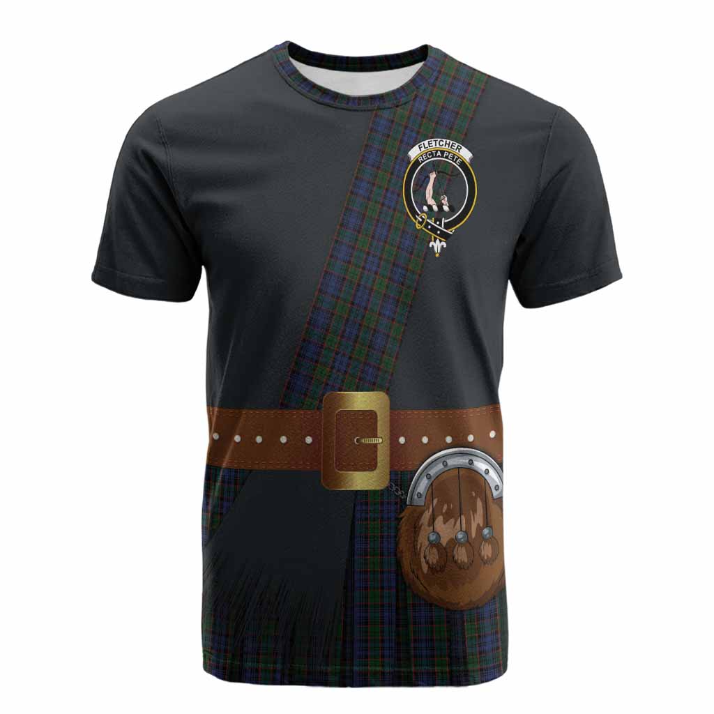 Fletcher Tartan Crest Cotton T-shirt Kilt Costume Style
