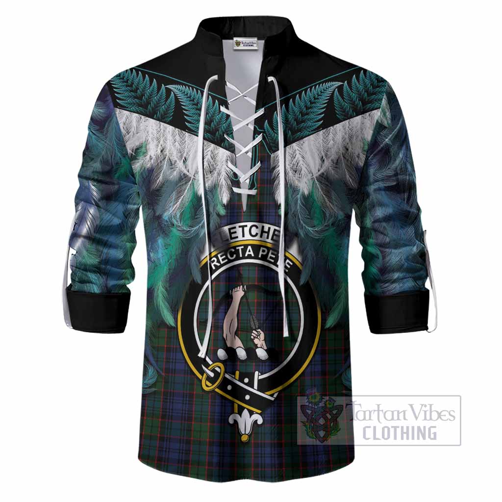 Fletcher Tartan Crest Ghillie Shirt New Zealand Maori Korowai Cloak
