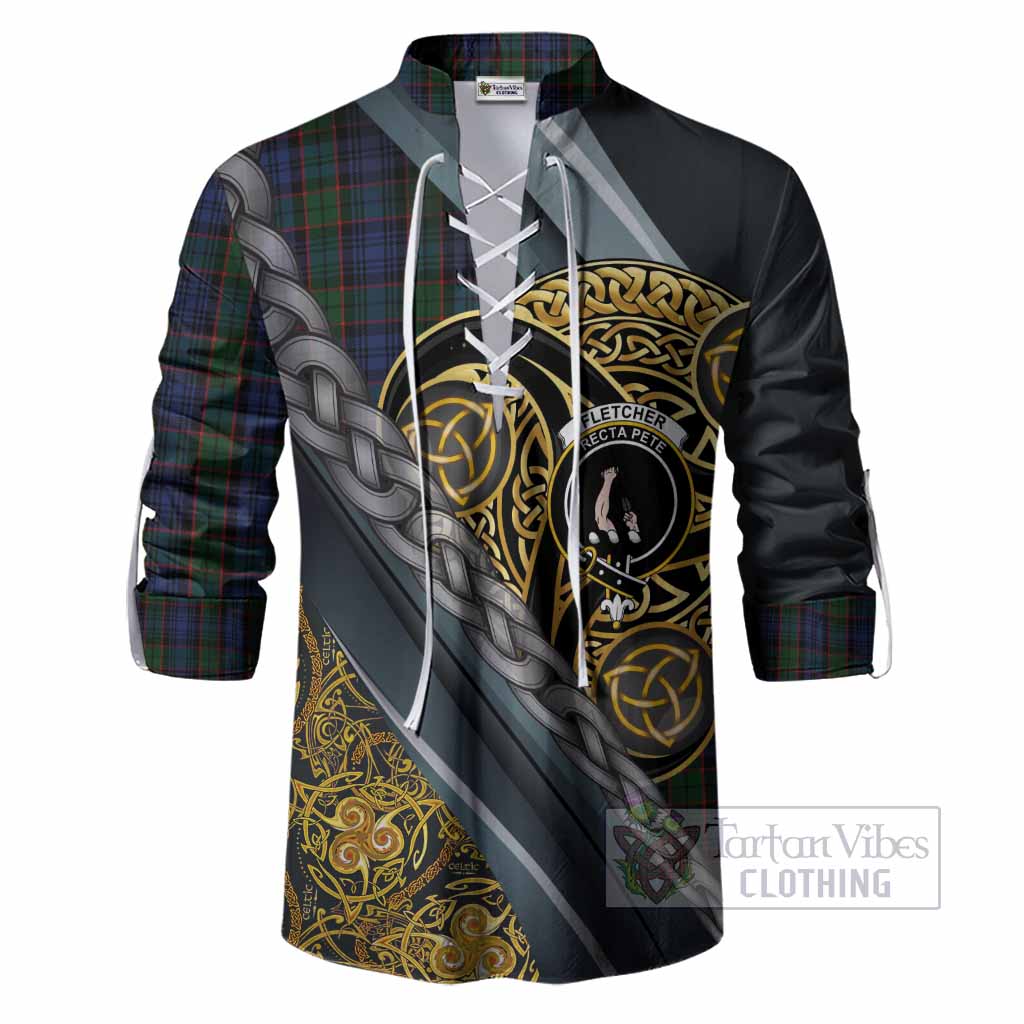 Fletcher Tartan Crest Ghillie Shirt Scottish Triskele Celtic