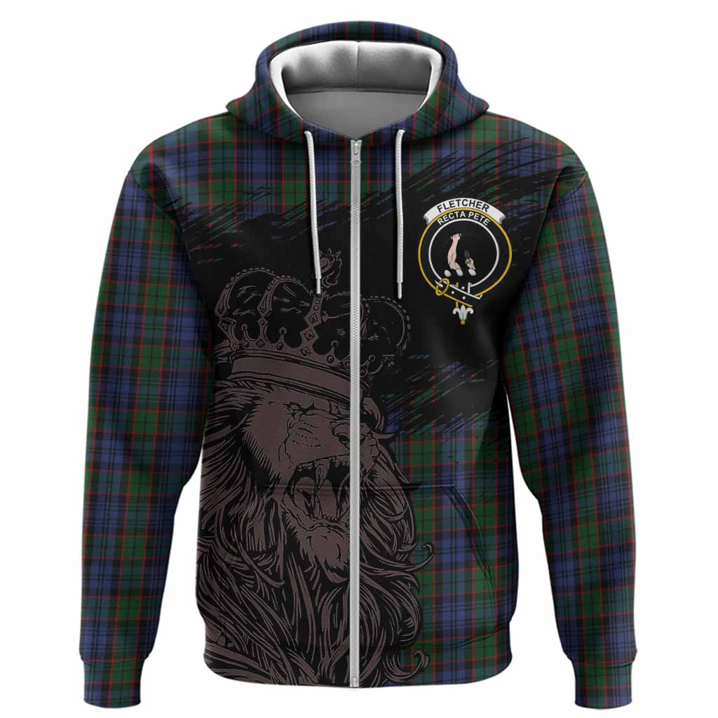 Fletcher Tartan Crest Hoodie Crowned Lion Heritage Style