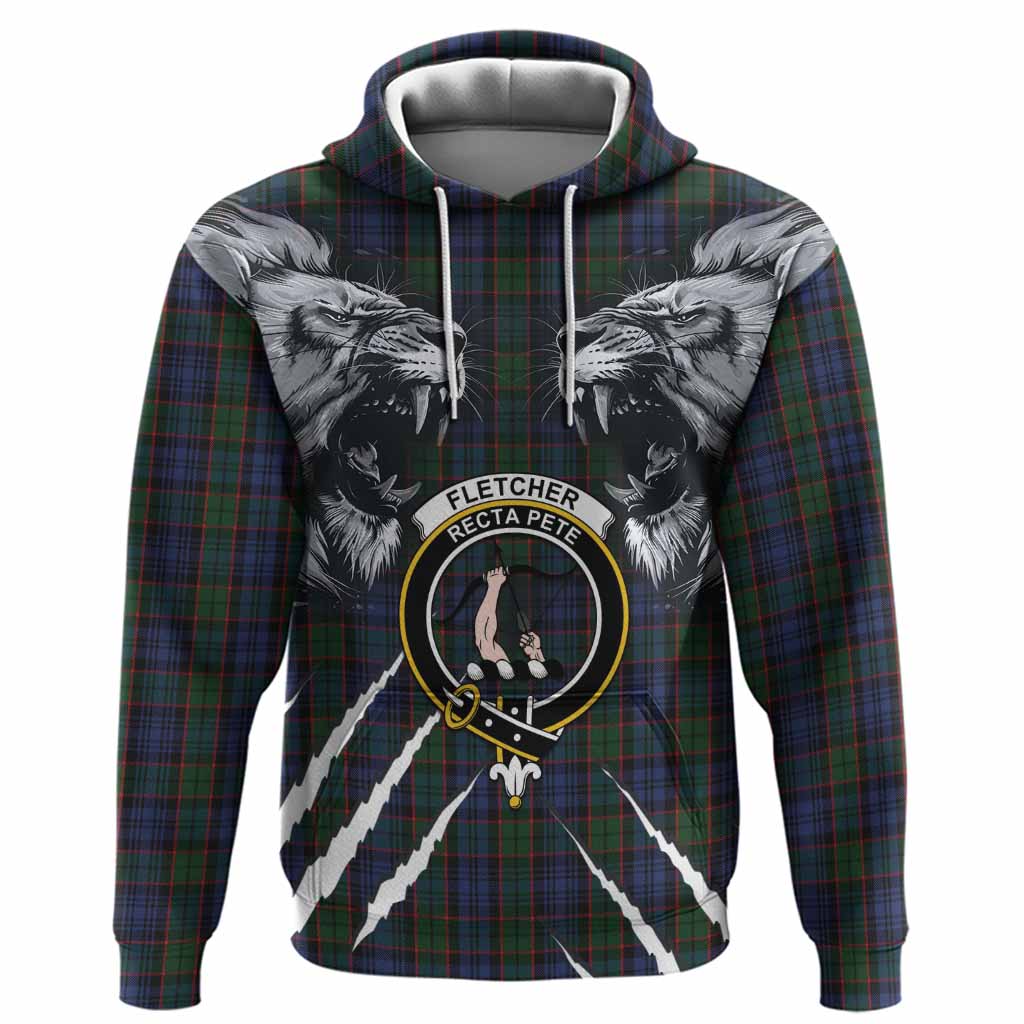 Fletcher Tartan Crest Hoodie Ferocious Lion Style