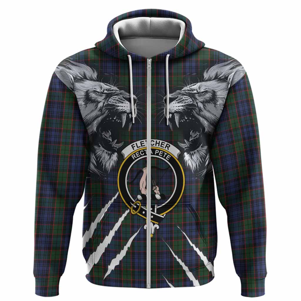 Fletcher Tartan Crest Hoodie Ferocious Lion Style