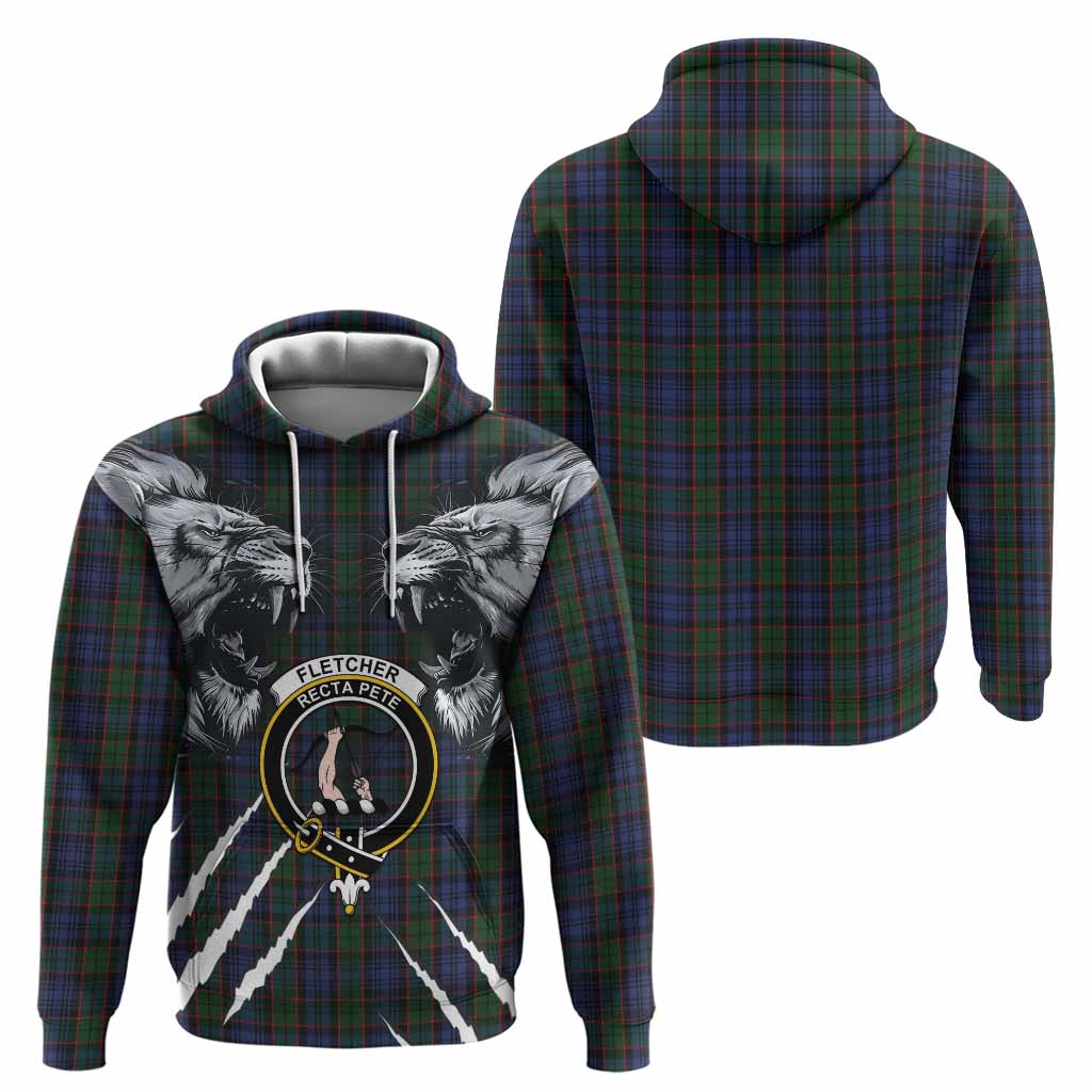 Fletcher Tartan Crest Hoodie Ferocious Lion Style