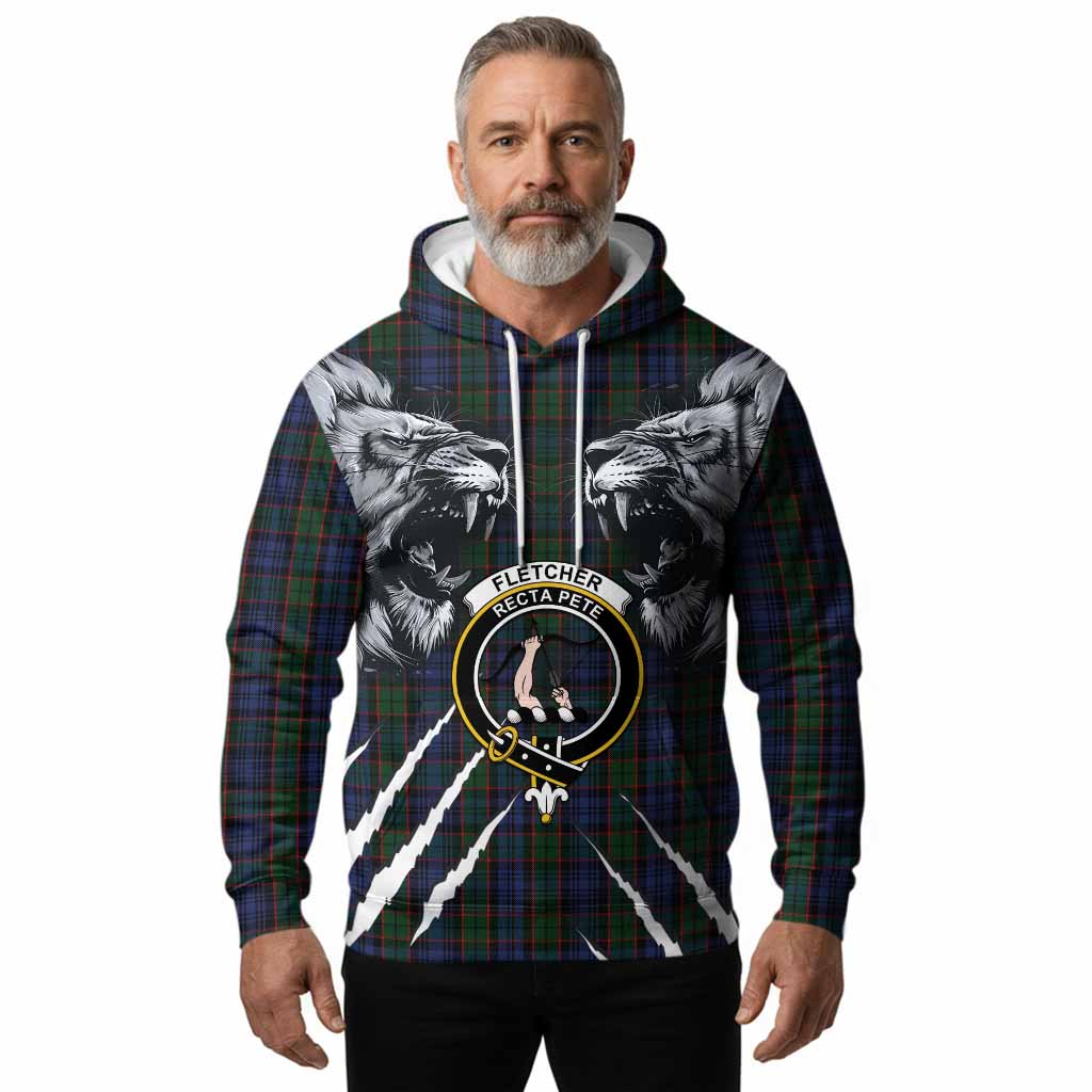 Fletcher Tartan Crest Hoodie Ferocious Lion Style