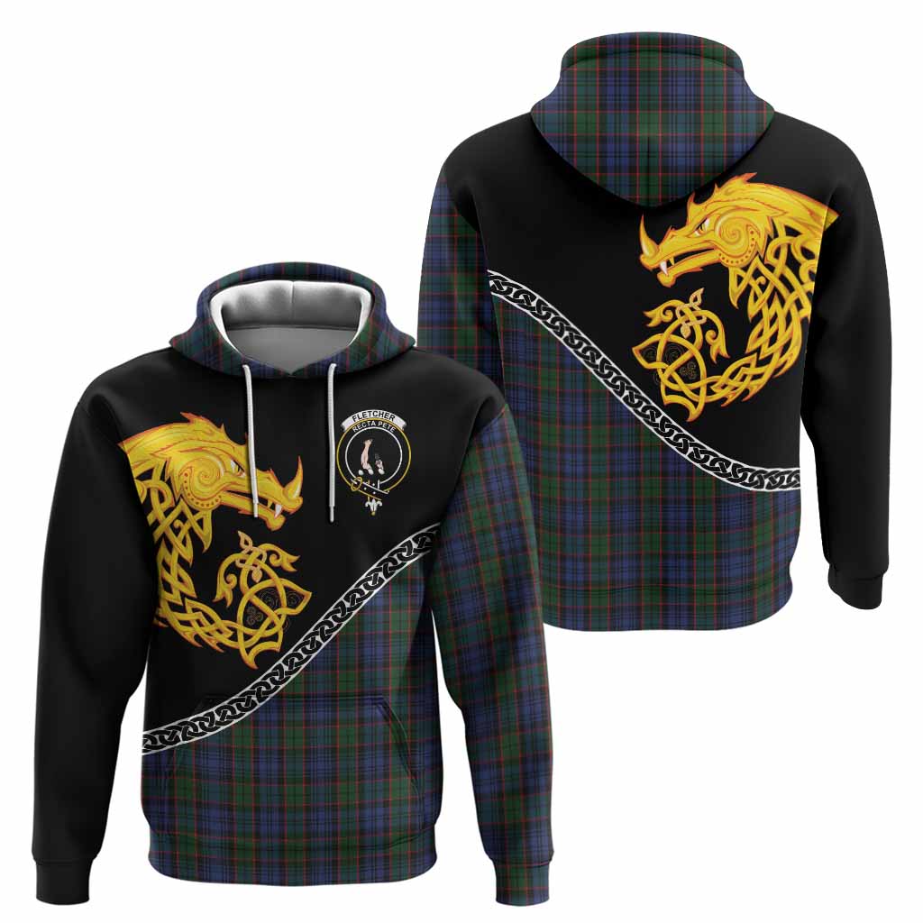 Fletcher Tartan Crest Hoodie Legendary Dragon Knot Half Style