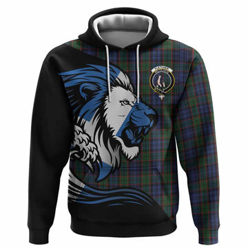 Fletcher Tartan Crest Hoodie Scottish Golden Lions Wave Flow