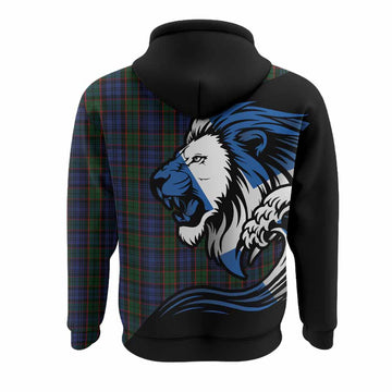 Fletcher Tartan Crest Hoodie Scottish Golden Lions Wave Flow