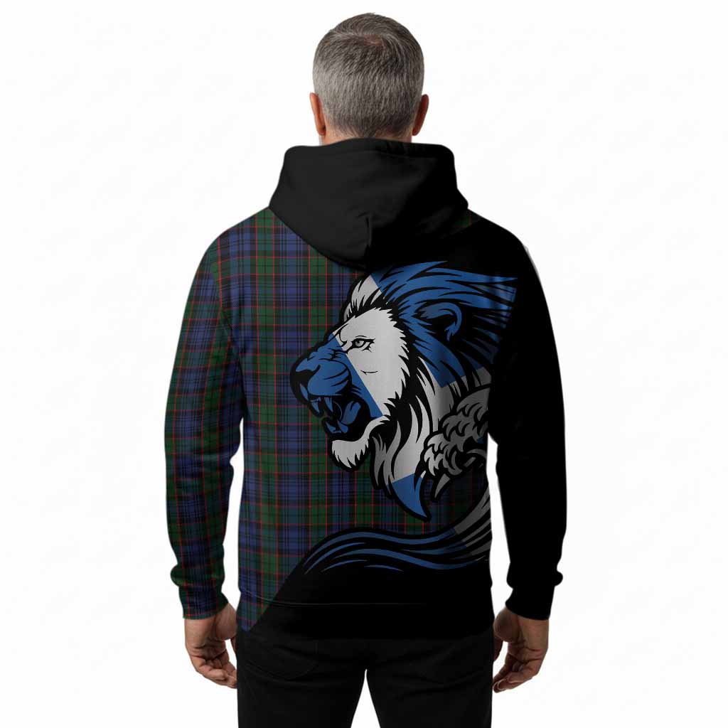 Fletcher Tartan Crest Hoodie Scottish Golden Lions Wave Flow