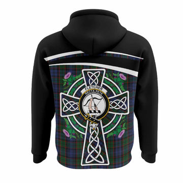 Fletcher Tartan Crest Hoodie Scottish Thistle Celtic Cross Alba Gu Brath