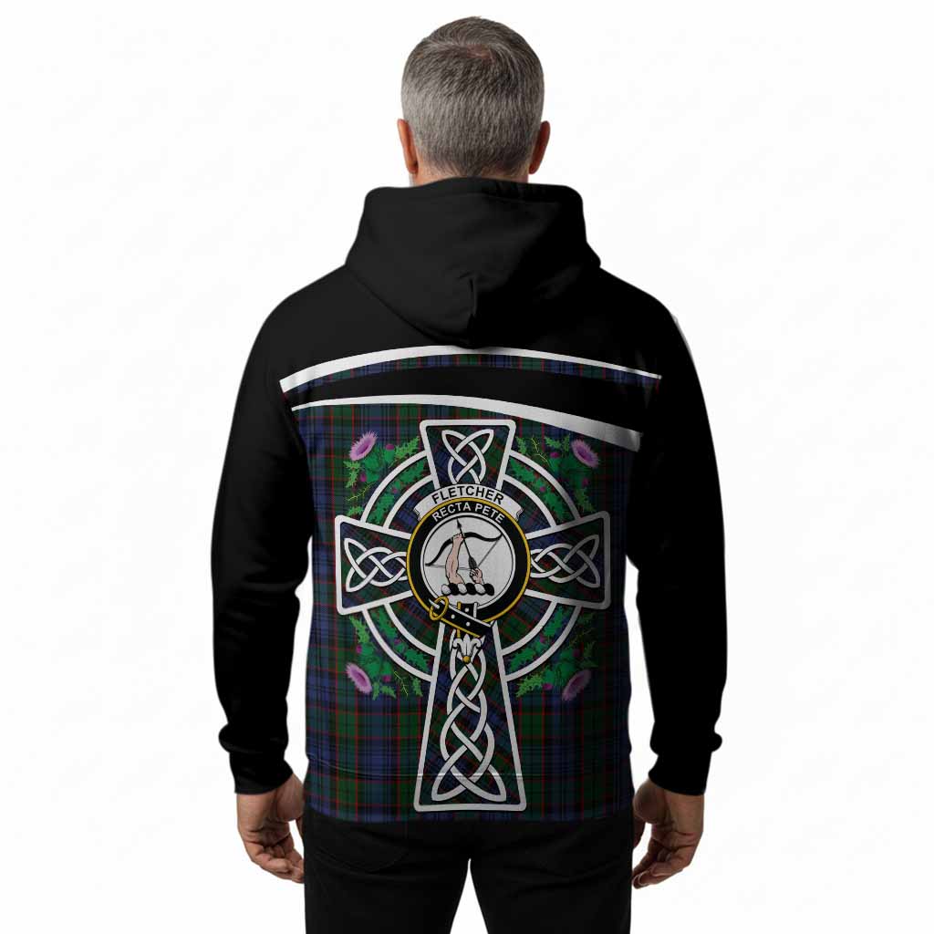 Fletcher Tartan Crest Hoodie Scottish Thistle Celtic Cross Alba Gu Brath