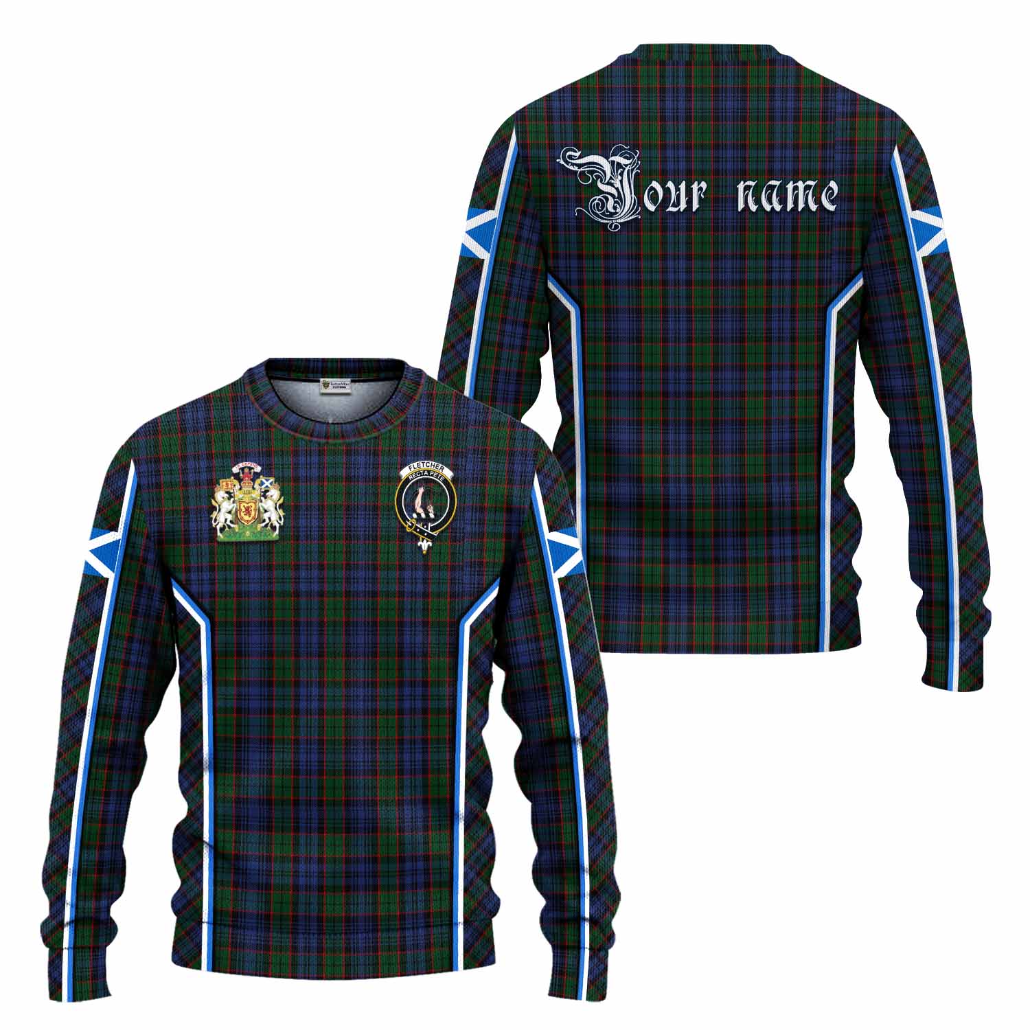 Fletcher Tartan Crest Knitted Sweater Scotland Coat of Arm Flag Style - Tartan Vibes Clothing