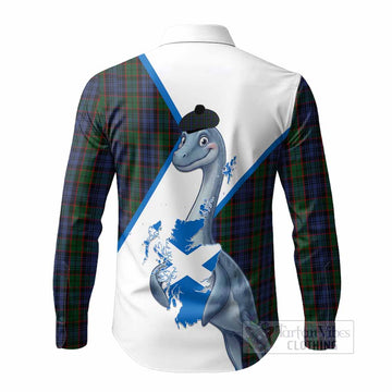 Fletcher Tartan Crest Loch Ness Monster Long Sleeve Button Shirts Nessie Scottish Map Tha Gradh Agam Air Alba