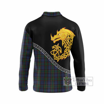 Fletcher Tartan Crest Long Sleeve Polo Shirt Legendary Dragon Knot Half Style