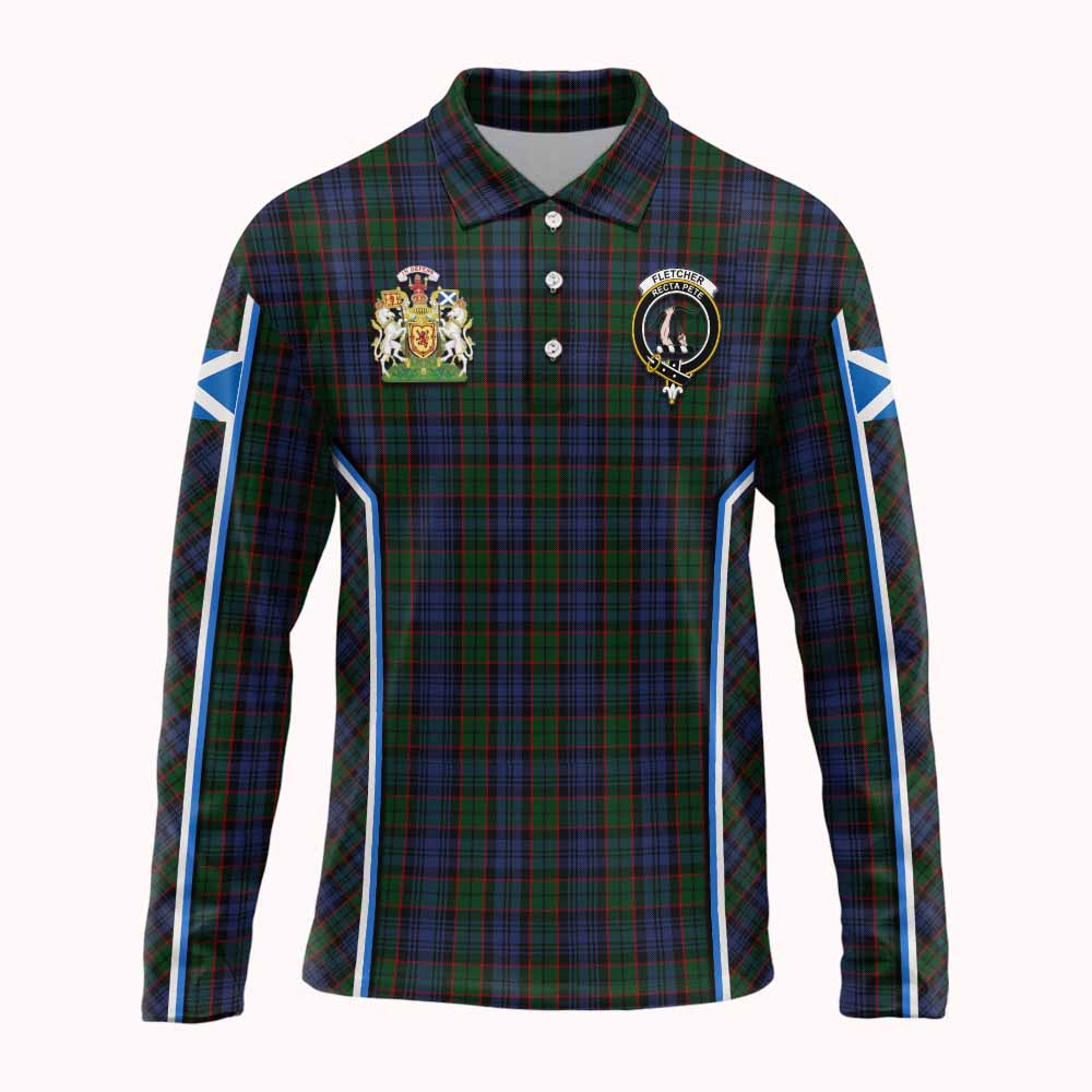 Fletcher Tartan Crest Long Sleeve Polo Shirt Scotland Coat of Arm Flag Style - Tartan Vibes Clothing