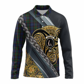Fletcher Tartan Crest Long Sleeve Polo Shirt Scottish Triskele Celtic