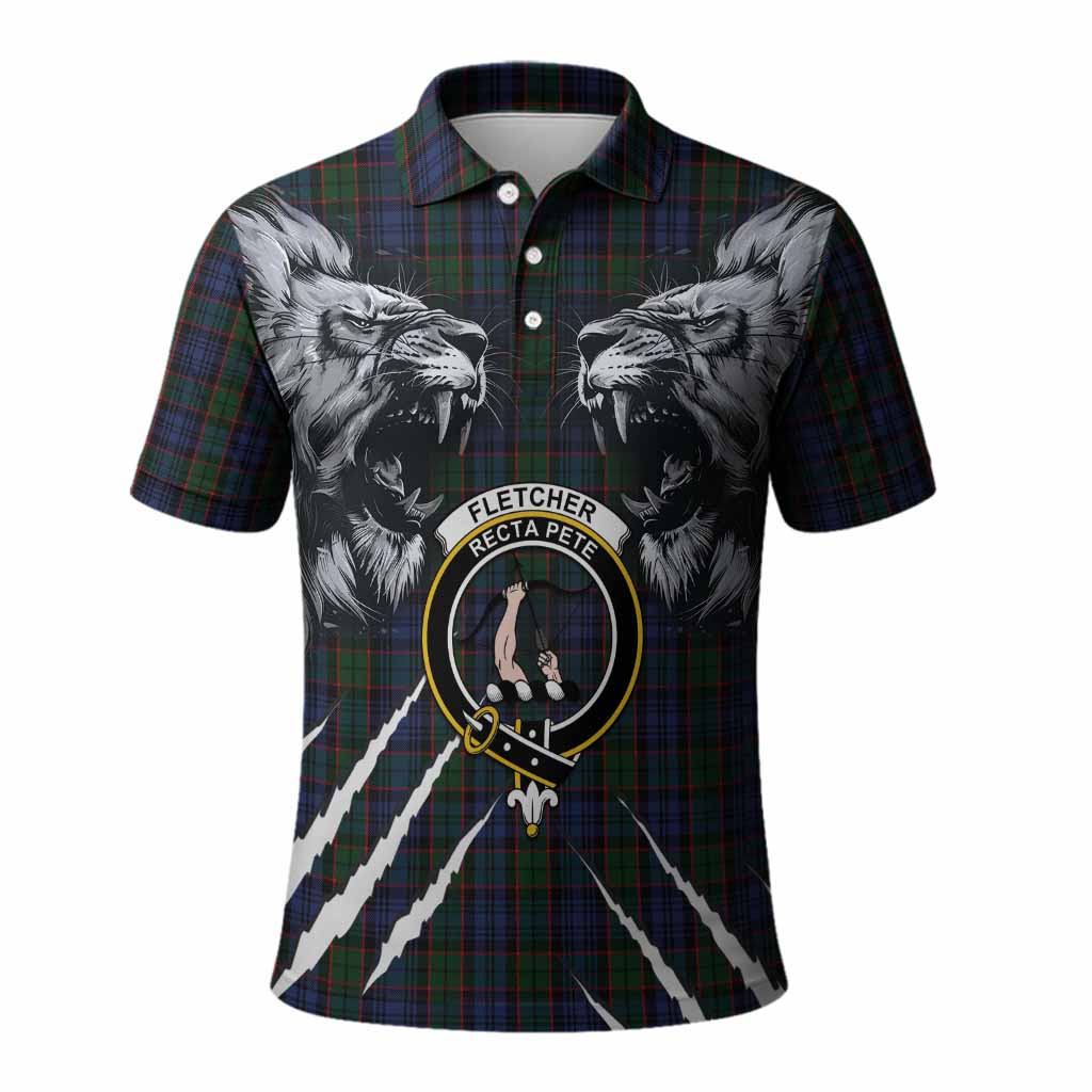 Fletcher Tartan Crest Polo Shirt Ferocious Lion Style
