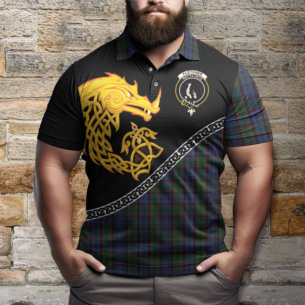 Fletcher Tartan Crest Polo Shirt Legendary Dragon Knot Half Style