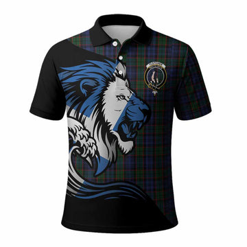Fletcher Tartan Crest Polo Shirt Scottish Golden Lions Wave Flow