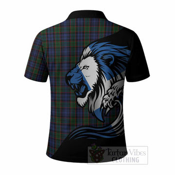 Fletcher Tartan Crest Polo Shirt Scottish Golden Lions Wave Flow