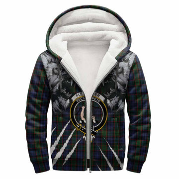 Fletcher Tartan Crest Sherpa Hoodie Ferocious Lion Style