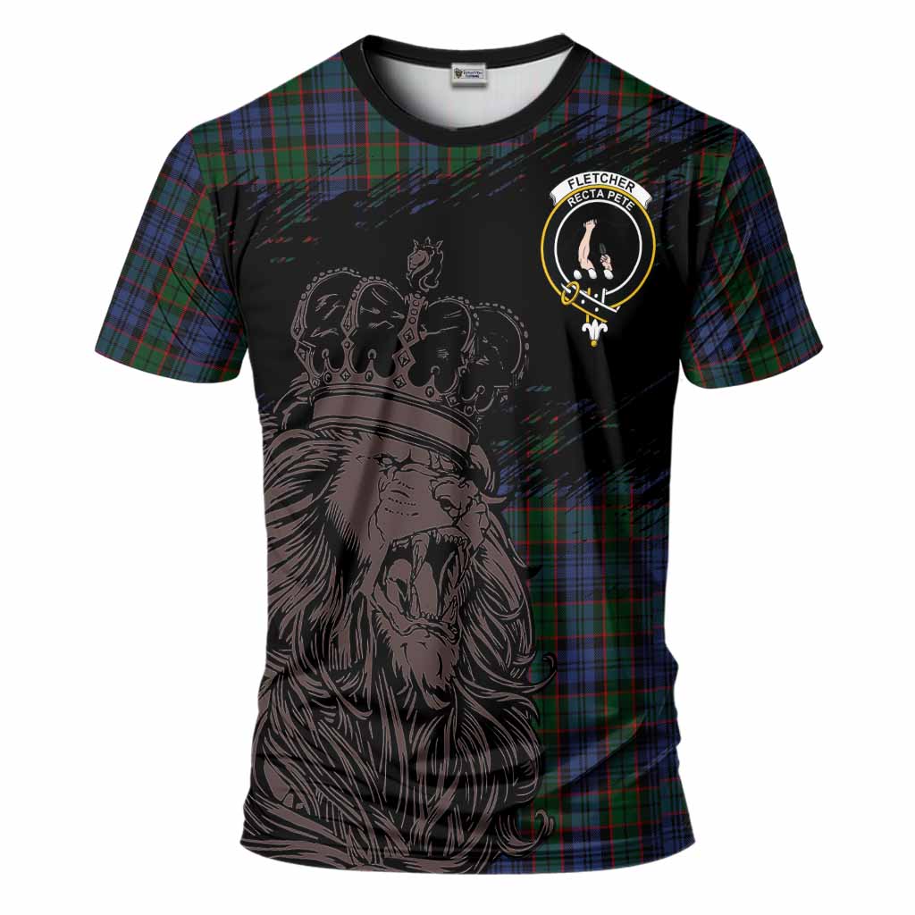 Fletcher Tartan Crest T-Shirt Crowned Lion Heritage Style