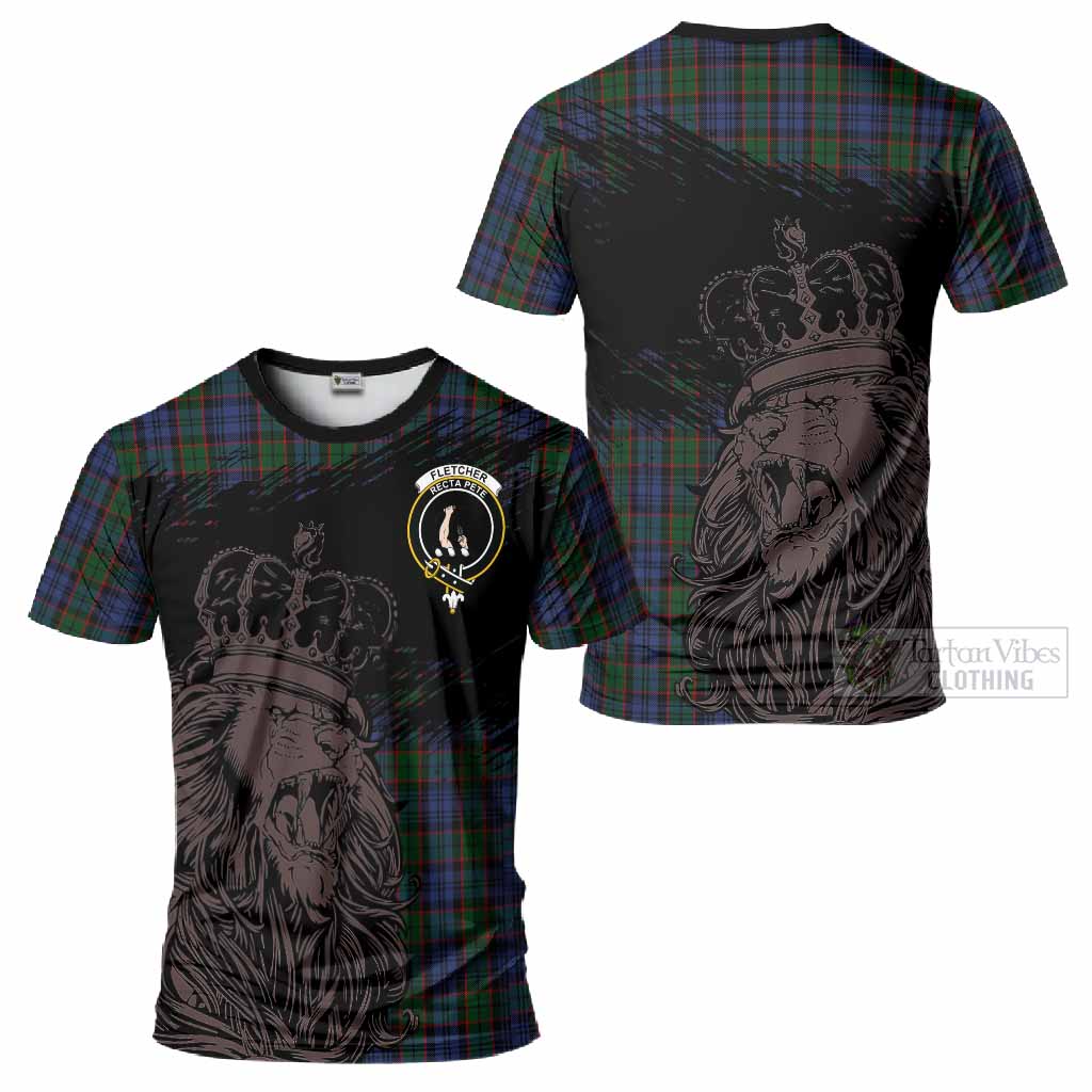 Fletcher Tartan Crest T-Shirt Crowned Lion Heritage Style