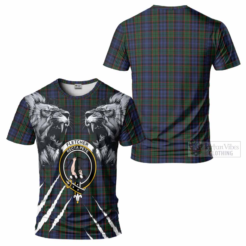 Fletcher Tartan Crest T-Shirt Ferocious Lion Style