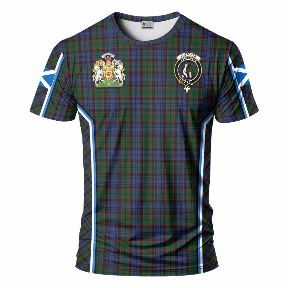 Fletcher Tartan Crest T-shirt Scotland Coat of Arm Flag Style - Tartan Vibes Clothing