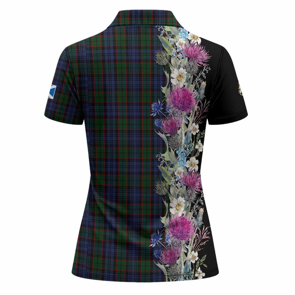Fletcher Tartan Crest Thistle Floral Women Polo Shirt