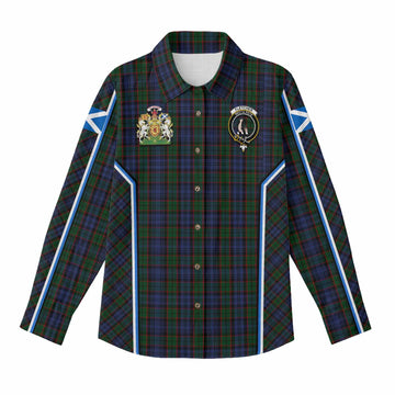 Fletcher Tartan Crest Women Casual Shirt Scotland Coat of Arm Flag Style