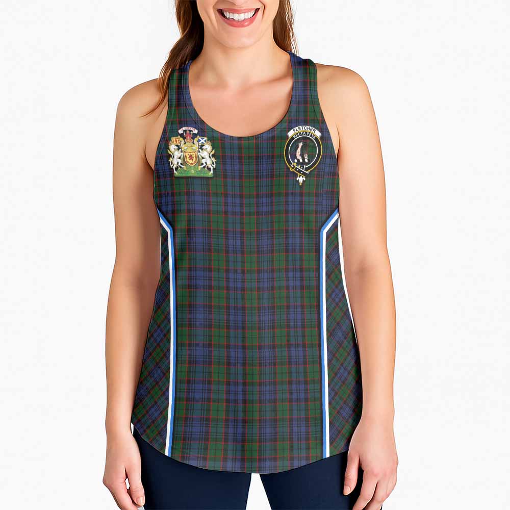 Fletcher Tartan Crest Women Racerback Tanks Scotland Coat of Arm Flag Style - Tartan Vibes Clothing