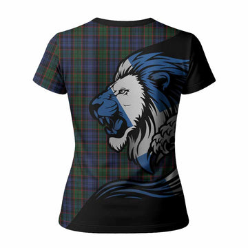Fletcher Tartan Crest Women T shirt Scottish Golden Lions Wave Flow