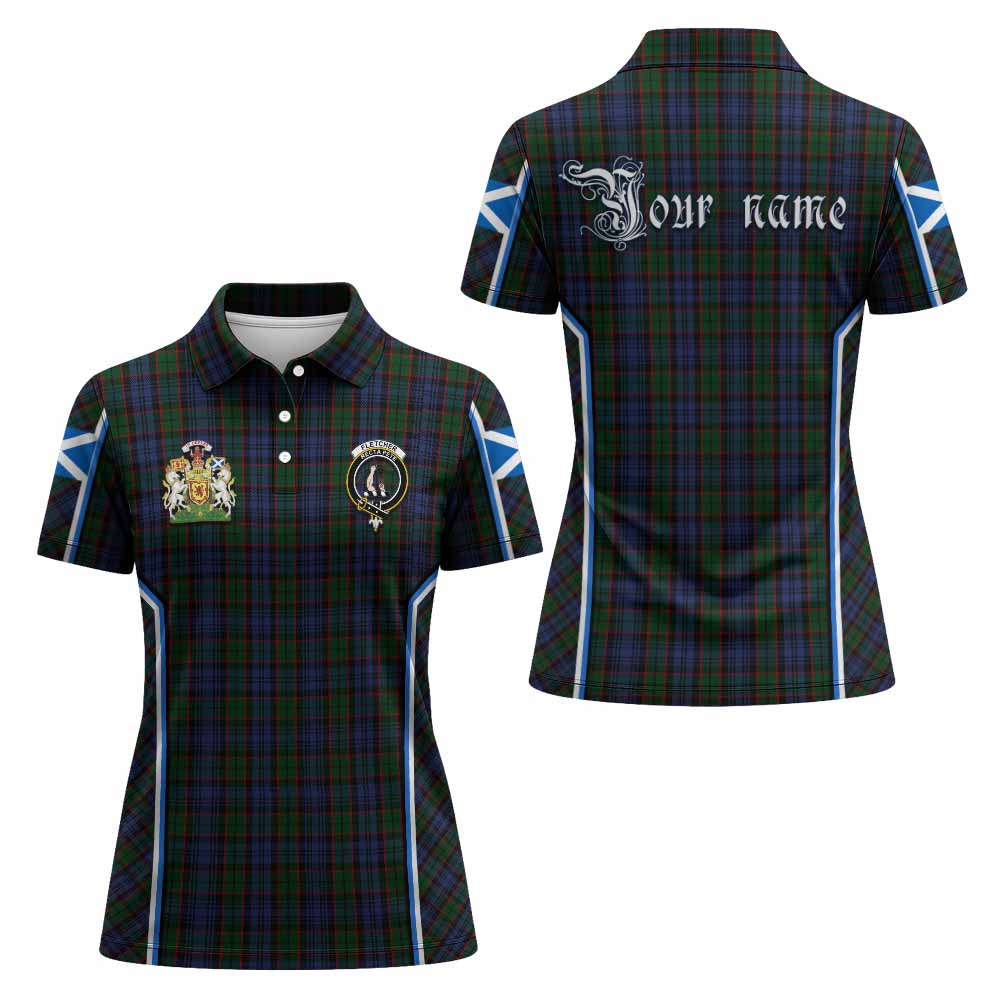 Fletcher Tartan Crest Women's Polo Shirt Scotland Coat of Arm Flag Style - Tartan Vibes Clothing