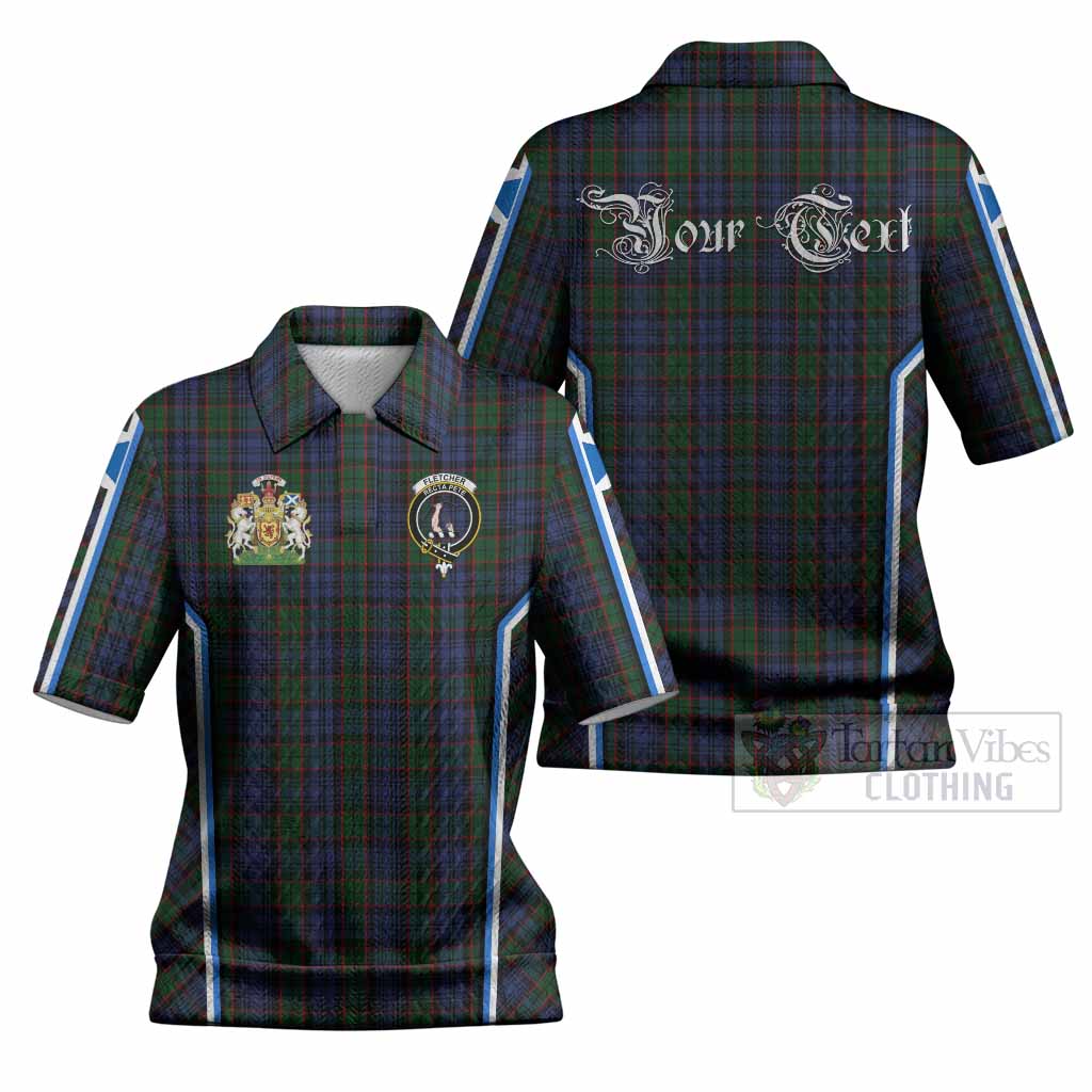 Fletcher Tartan Crest Women’s Polo Sweater Top Scotland Coat of Arm Flag Style