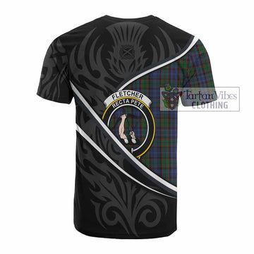 Fletcher Tartan Family Crest Cotton T-shirt Celtic Scottish Thistle Floral
