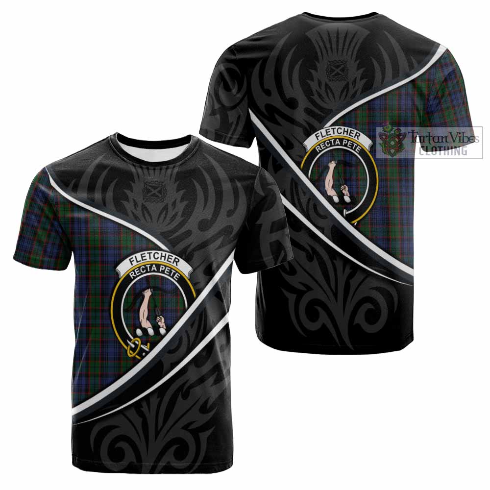 Fletcher Tartan Family Crest Cotton T-shirt Celtic Scottish Thistle Floral - Tartan Vibes Clothing