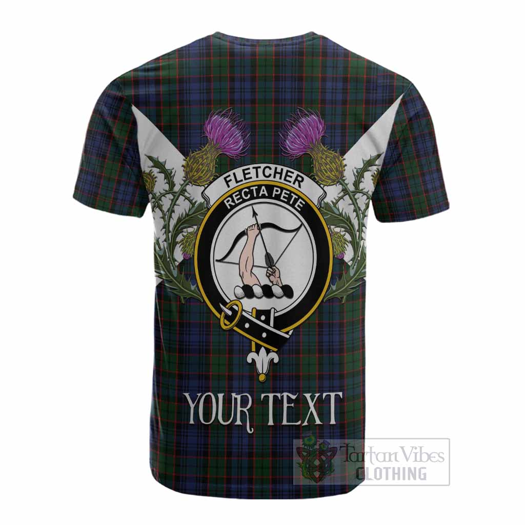 Fletcher Tartan Family Crest Cotton T-shirt Scottish Burns Night Thistle Floral
