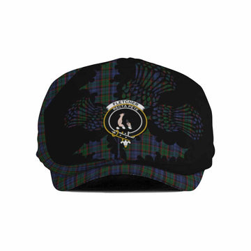 Fletcher Tartan Family Crest Flat Cap, Jeff Cap Scotland Thistle Floral