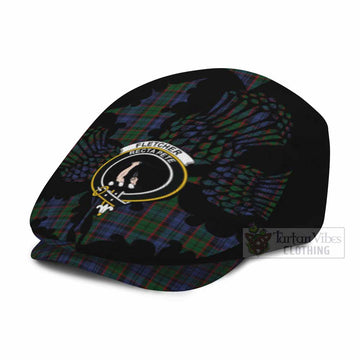 Fletcher Tartan Family Crest Flat Cap, Jeff Cap Scotland Thistle Floral