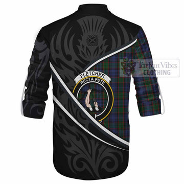 Fletcher Tartan Family Crest Ghillie Kilt Shirt Celtic Scottish Thistle Floral