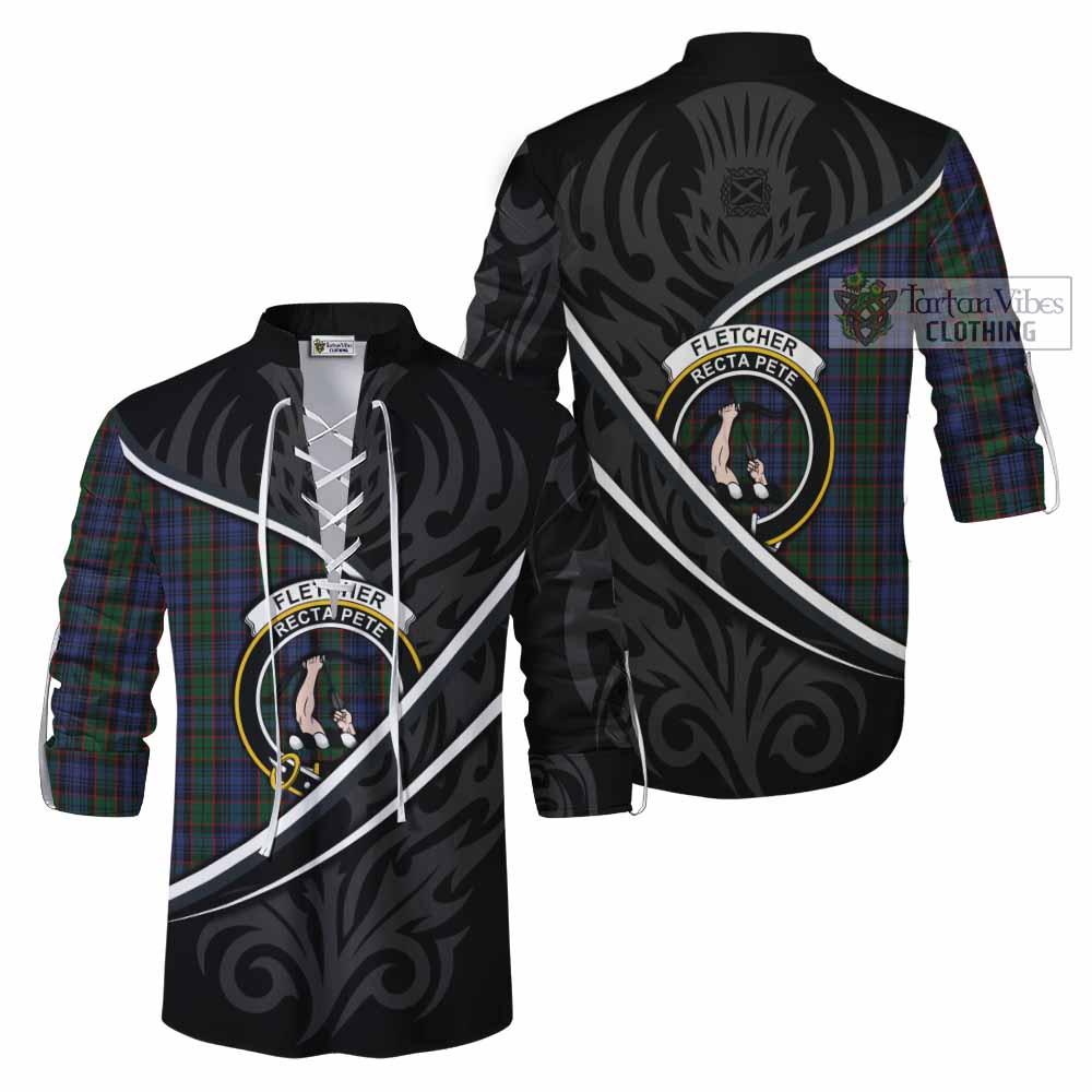 Fletcher Tartan Family Crest Ghillie Kilt Shirt Celtic Scottish Thistle Floral - Tartan Vibes Clothing