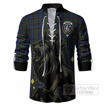 Fletcher Tartan Family Crest Ghillie Shirt Crowned Lion Roaring
