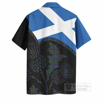 Fletcher Tartan Family Crest Hawaiian Shirt Scotland Thistle Floral Flag Style
