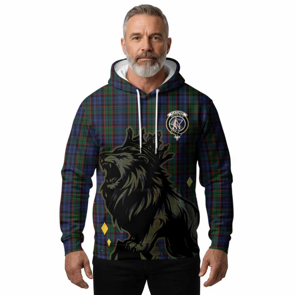 Fletcher Tartan Family Crest Hoodie Crowned Lion Roaring