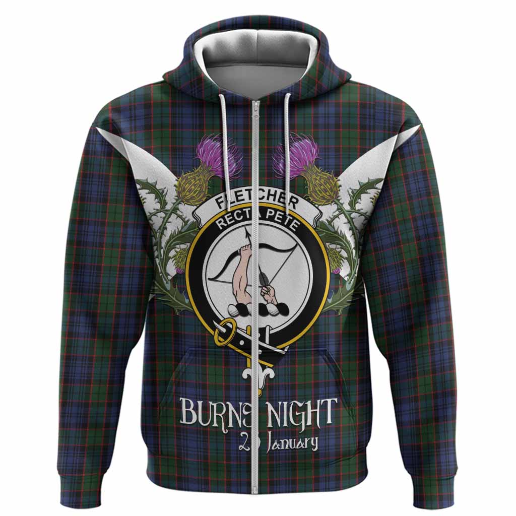 Fletcher Tartan Family Crest Hoodie Scottish Burns Night Thistle Floral