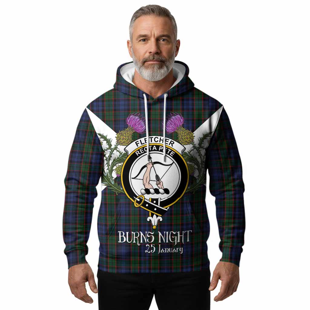 Fletcher Tartan Family Crest Hoodie Scottish Burns Night Thistle Floral