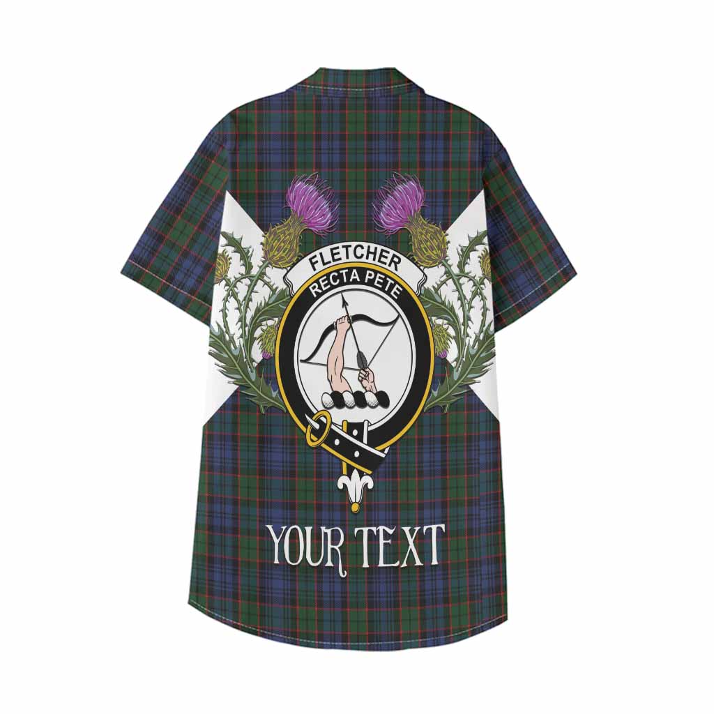 Fletcher Tartan Family Crest Kid Hawaiian Shirt Scottish Burns Night Thistle Floral