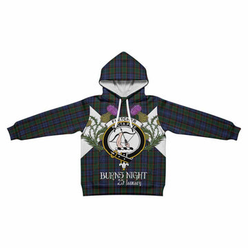 Fletcher Tartan Family Crest Kid Hoodie Scottish Burns Night Thistle Floral