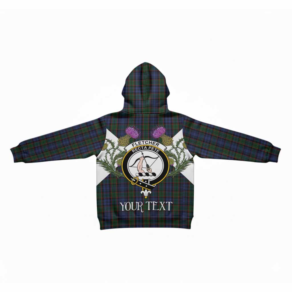 Fletcher Tartan Family Crest Kid Hoodie Scottish Burns Night Thistle Floral